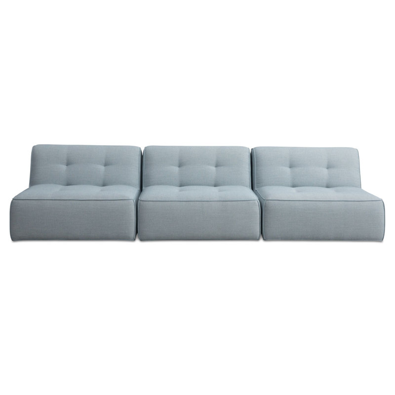 Canapé d'extérieur 3 pièces Perrie bleu clair, 3 chaises sans accoudoirs, Light Blue Polyester