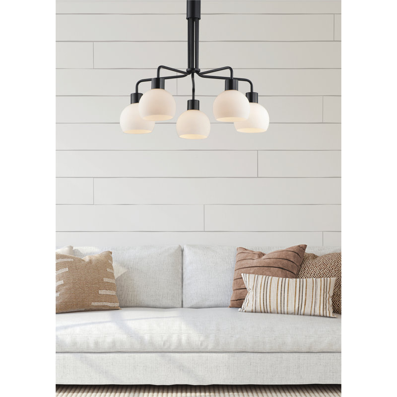 Lustre classique à 5 lumières avec abat-jour Stackpole, Noir