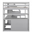 Lit mezzanine pleine grandeur gris avec bureau, tablettes et tablettes de rangement, tiroirs - Bois massif-117516176-117516178