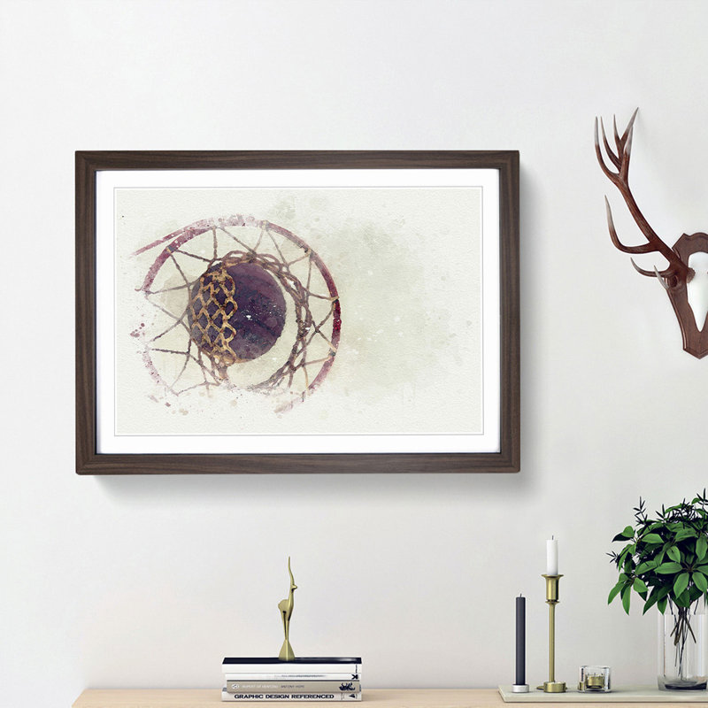 The Basketball Hoop in Abstract - Picture Frame Graphic Art Print, Walnut Framed, 62cm H x 87cm W x 2cm D
