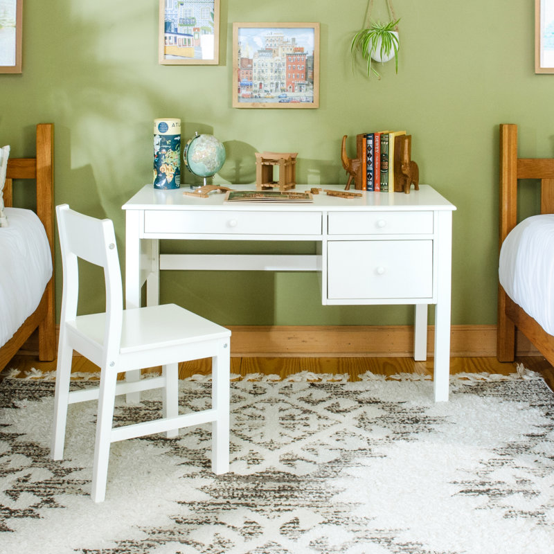 Madison Kids' Desk And Chair Set - Wooden Children's Workstation With Three Storage Drawers