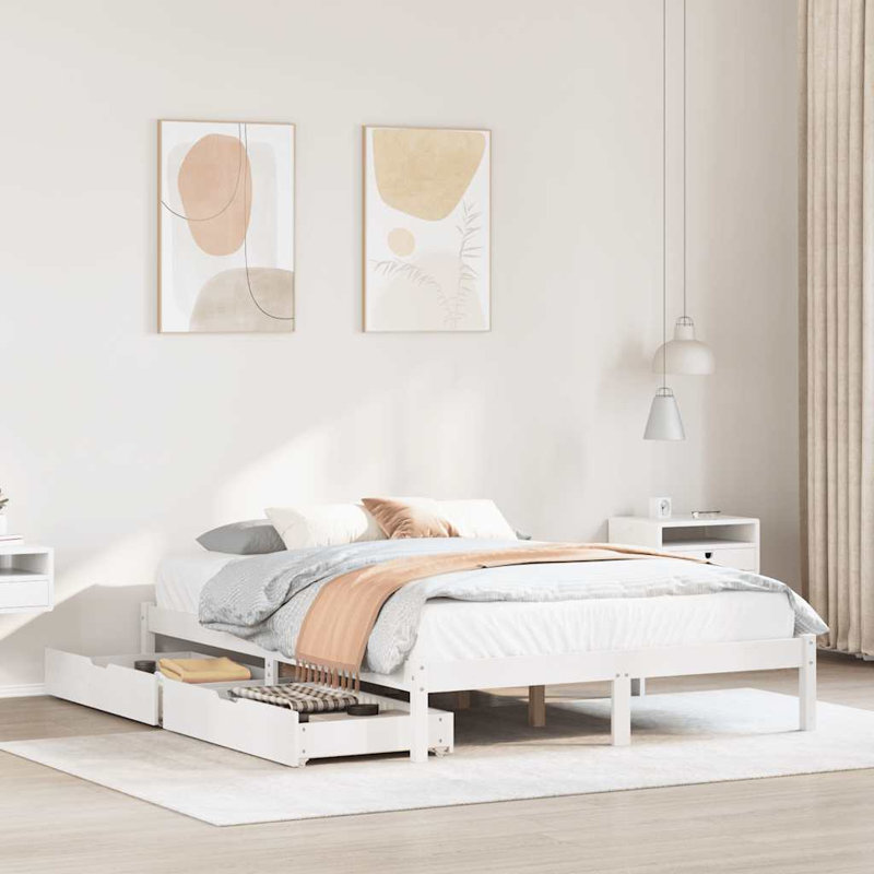 Aleppo Solid Wood Bed, White, Double (4'6)