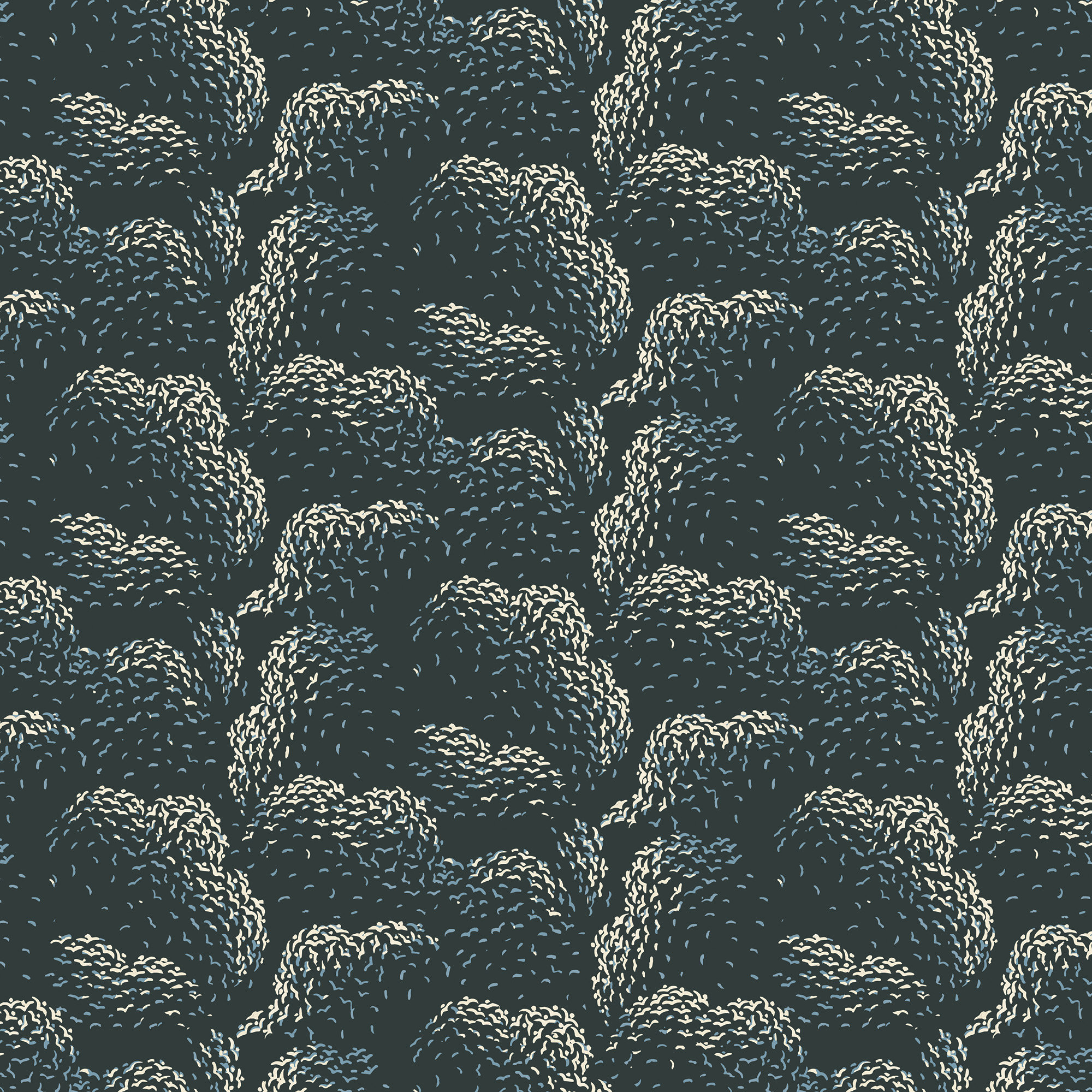 Revel Mid-Century Abstract Peel & Stick Wallpaper, Night Cloud, Non-pasted