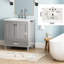 Lavabo-lavabo gris. Armoire 30 po entièrement assemblée avec comptoir en marbre. Fabrication en bois massif. Fermeture douce. Profondeur de 30,11 po, largeur de 18,9 po, hauteur de 34,68 po. Rangement moderne de 91,84 lb. Installation à faire soi-même