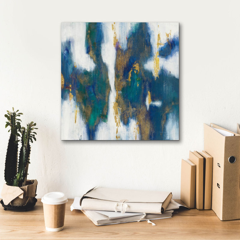 «Blue Texture 1 Gold» par Danhui Nai, art mural sur toile, H 18 po x l 18 po