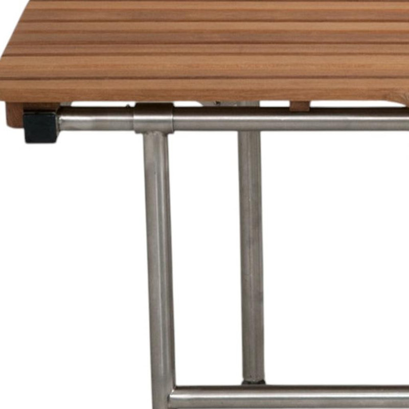 Banc de douche 30 po mural brun en teck rectangulaire avec pieds