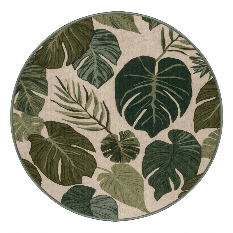 Tapis vert botanique lavable à la machine, Rond 7 pi