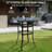5Pcs  Outdoor Swivel Bar Set With 4 Swivel Chairs And Glass Top Table, All Weather Textile Fabric Outdoor Bar Height Chairs And Table Set Of 5 For Deck, Backyard-1234832516