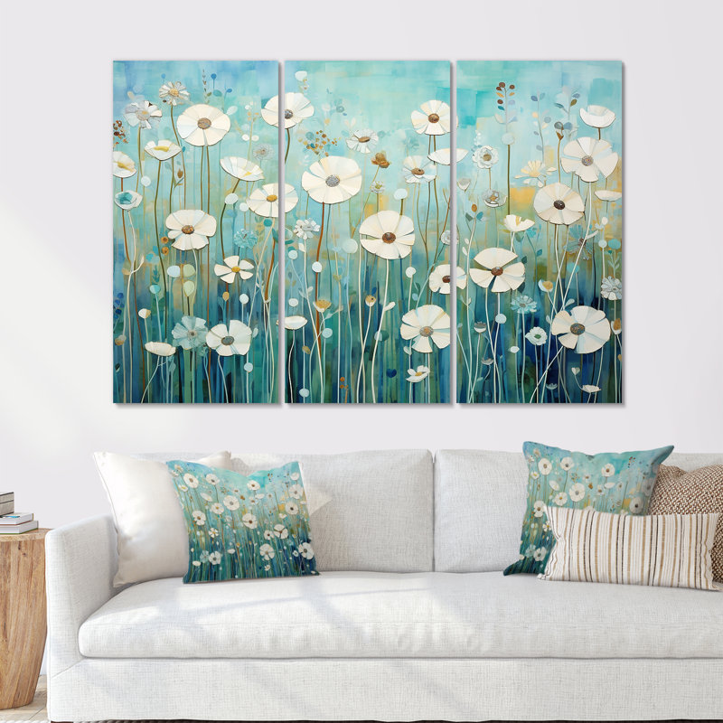 «Refreshing Flower Lagoon», ensemble d'art sur toile, H 28 po x l 36 po x P 1 po, Toile tendue