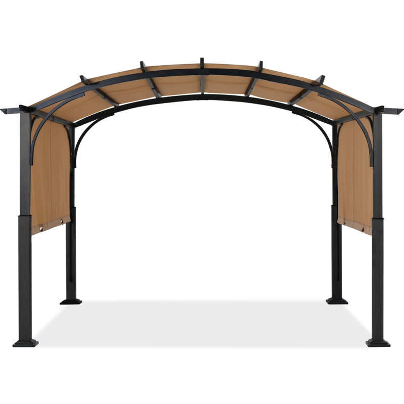 Steel Pergola with Canopy The Pergolas Group, Beige, 97" H x 134" W x 112" D