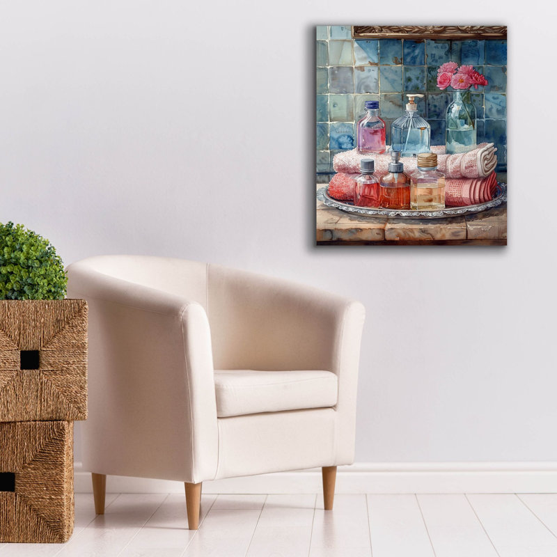 «Bath Perfumes» par Momart, art mural sur toile, 12 po x 16 po, H 30 po x l 26 po x P 1,5 po