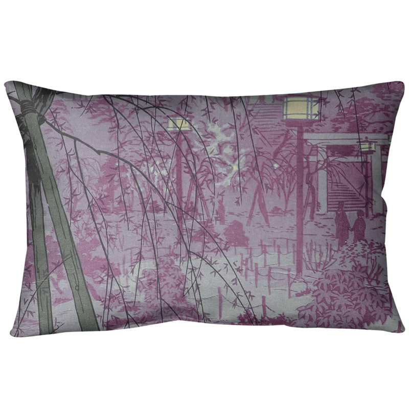 Coussin Misty Evening at Shinobazu Pond, Rose, Polyester sergé