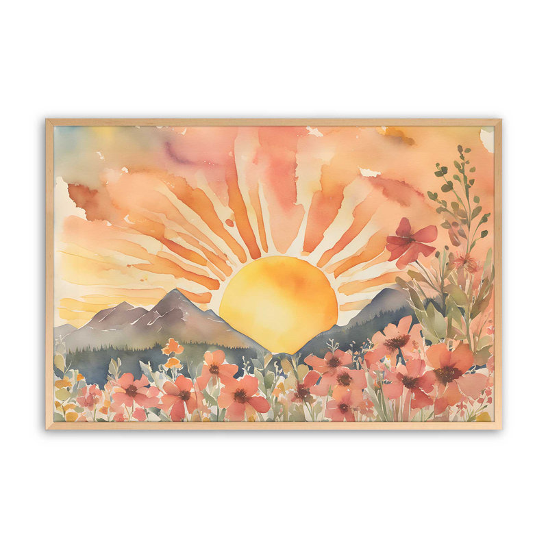 «Blossoms and Sunrise Glow Print», H 19 po x l 25 po, Érable brut