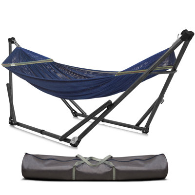  Hamac réglable Uniki avec support pliable, hamac de camping, support de hamac double d'une capacité de 550 lb, support pliable robuste et silencieux, sac de transport pour la vie active inclus, Égée