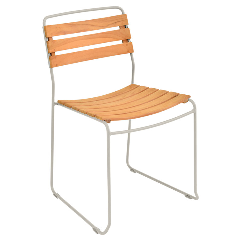 Surprising Outdoor Teak Dining Side Chair, Clay Gray