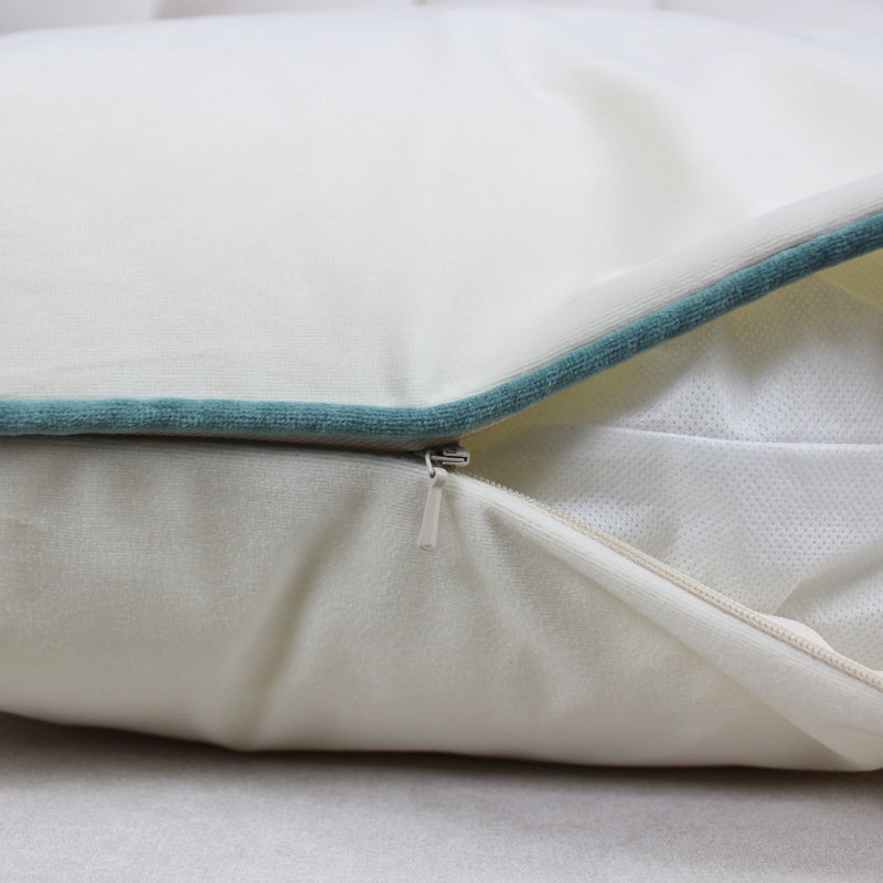 Ayania Square Velvet Pillow Cover & Insert, Ivory
