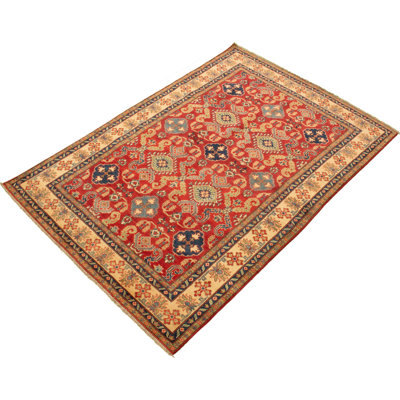 Tapis décoratif en laine rouge de conception unique 6 pi 9 po X 9 pi 5 po noué à la main New Age