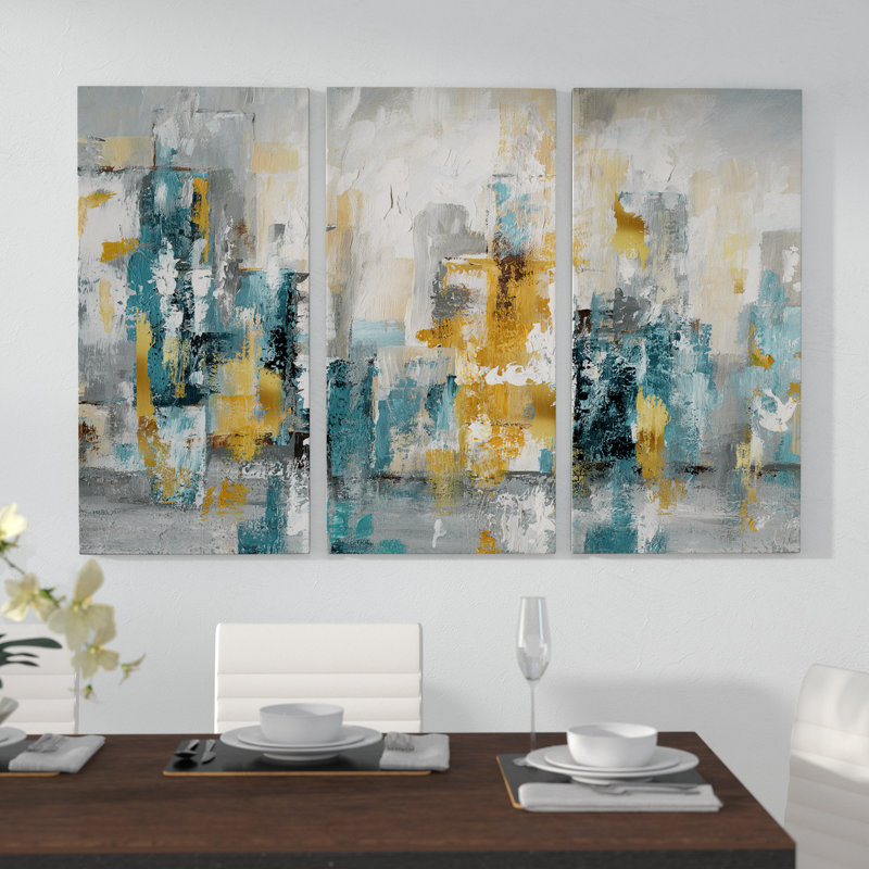 Ensemble de 3 reproductions d'images sur toiles tendues « City Views II » Aaliyan, H 32 po x l 48 po x 1,5 po