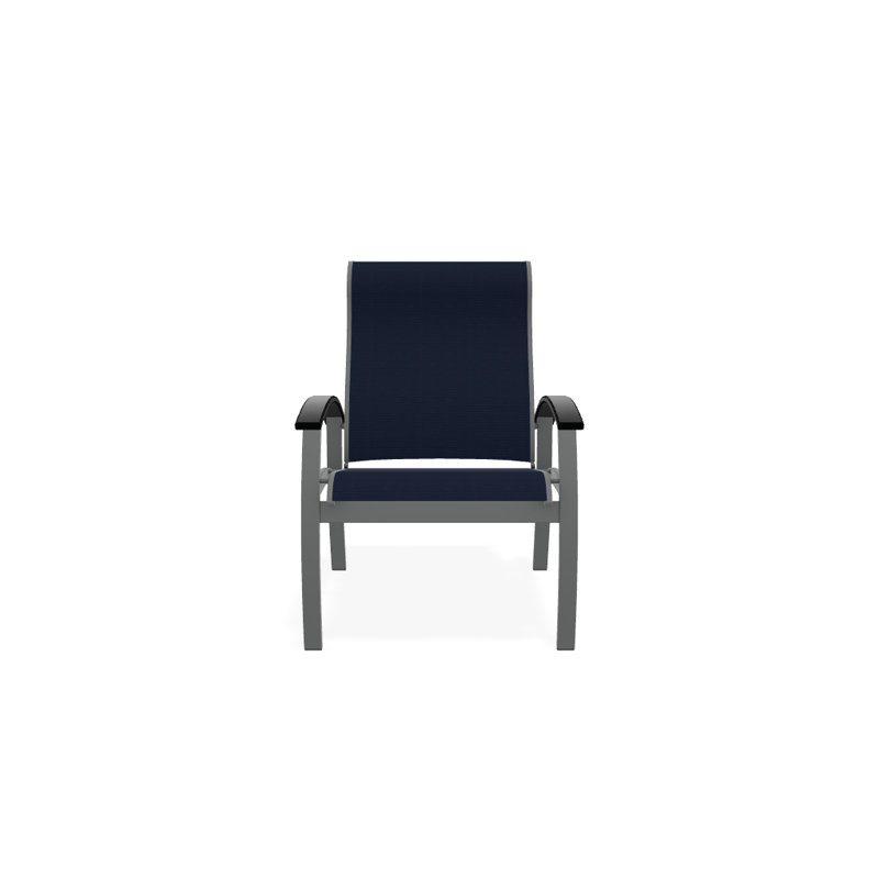 Chaise de patio Askar, Bleu marine 13D Sunbrella®, Noir, Graphite texturé