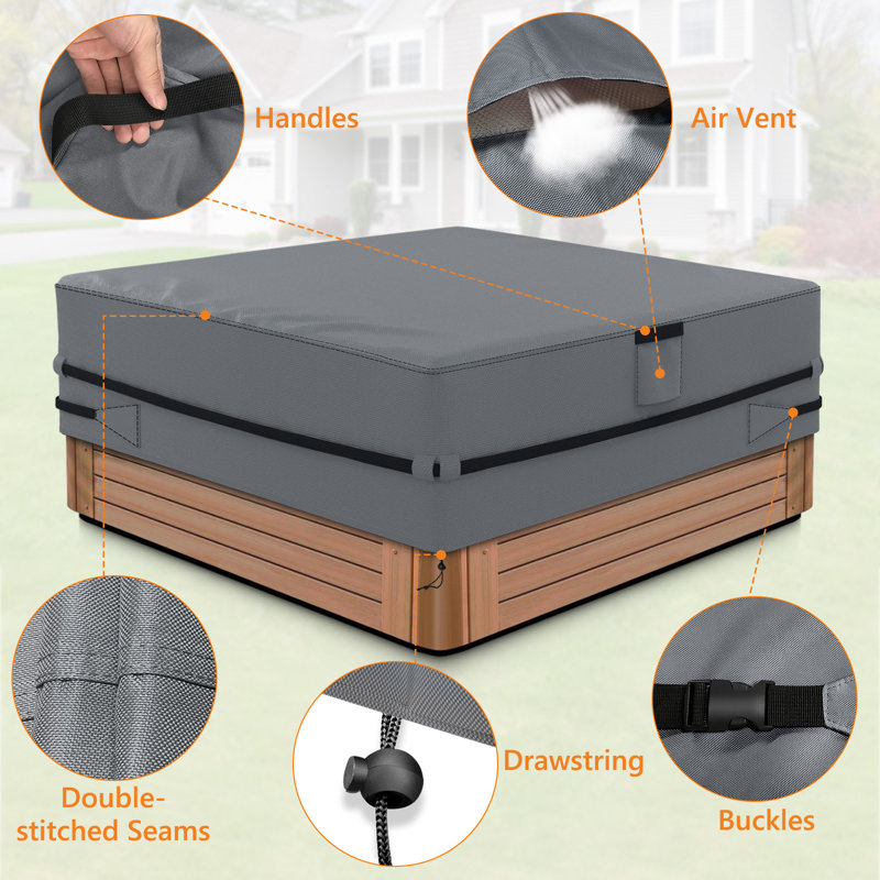 Gray Square Hot Tub Cover