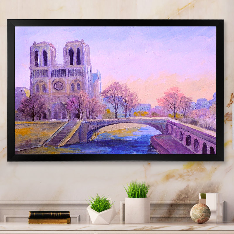 «Colorful Notre Dame De Paris», reproduction d'art sur toile, Toile avec cadre noir, H 8 po x l 12 po x P 1 po