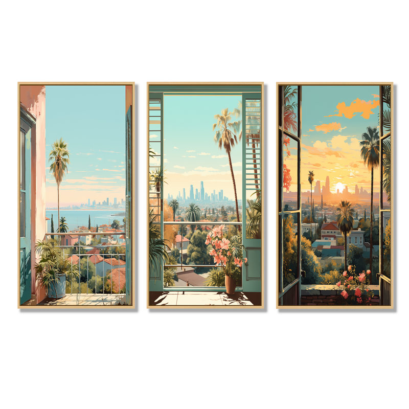 Ensemble de salon rétro 3 pièces Los Angeles, Cadre flottant brun, H 28 po x l 36 po
