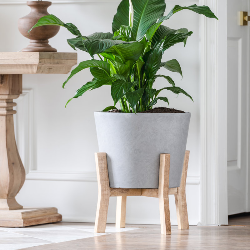Jardinière contemporaine 16 po avec support, Gris
