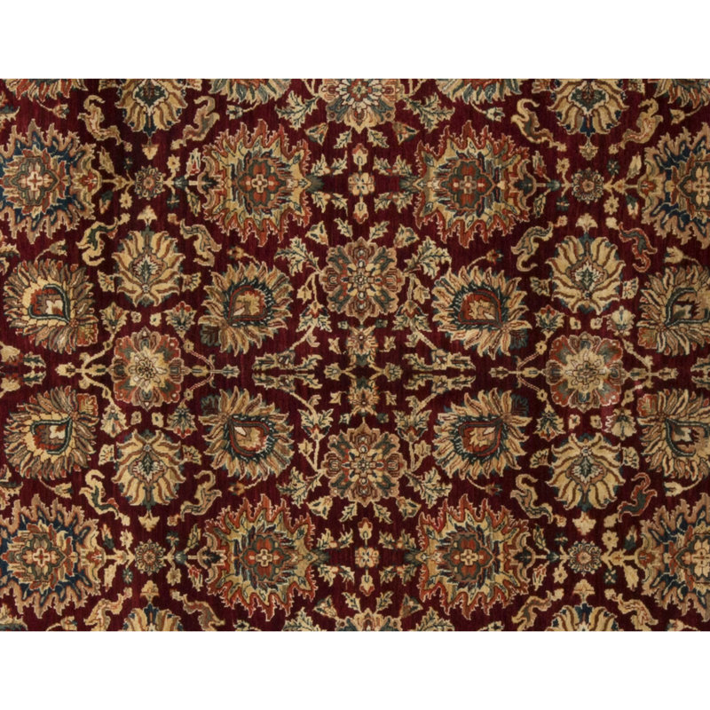 Tapis rouge et bleu noué à la main de haute qualité