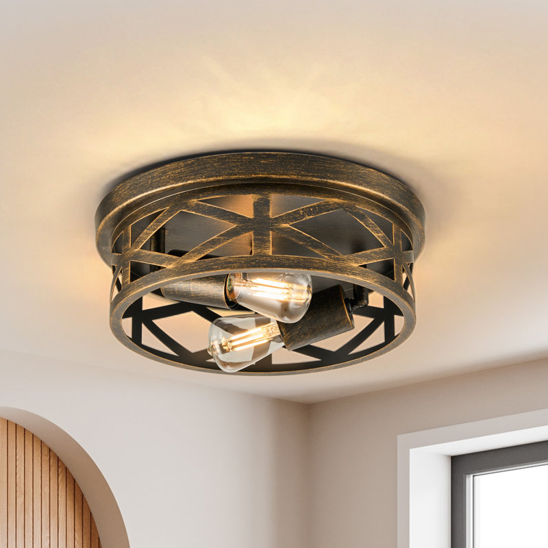 Plafonnier encastré 2 lumières (ensemble de 2), Or brossé