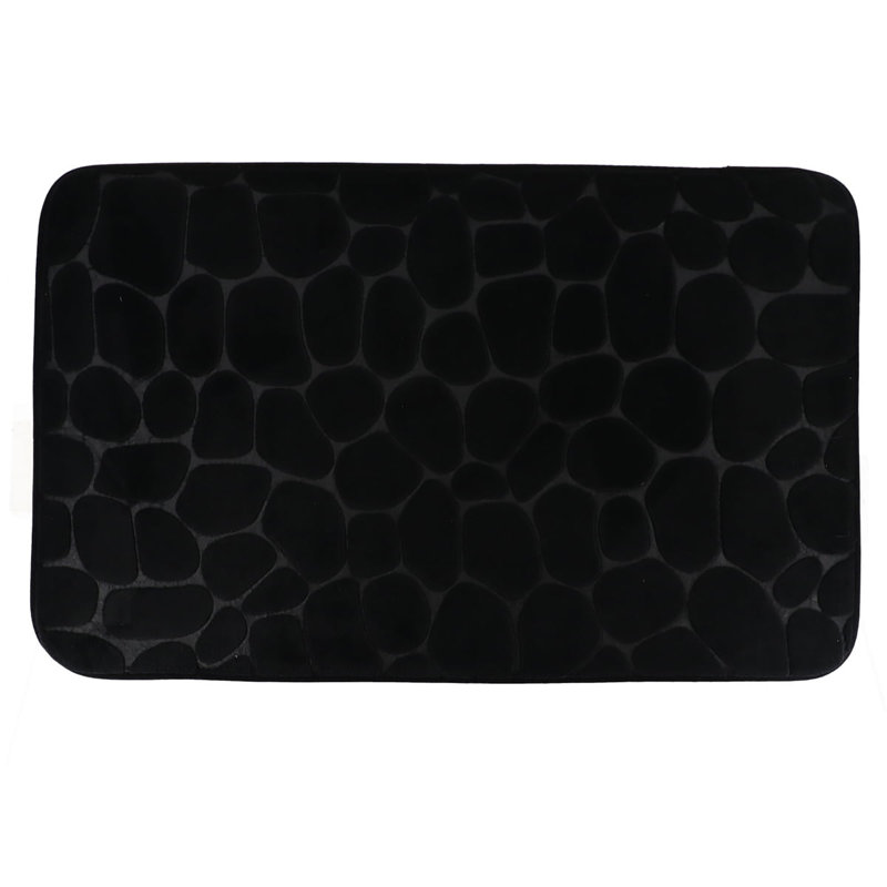 Cobble Stone Mat Non-Slip Bath Mat, Black