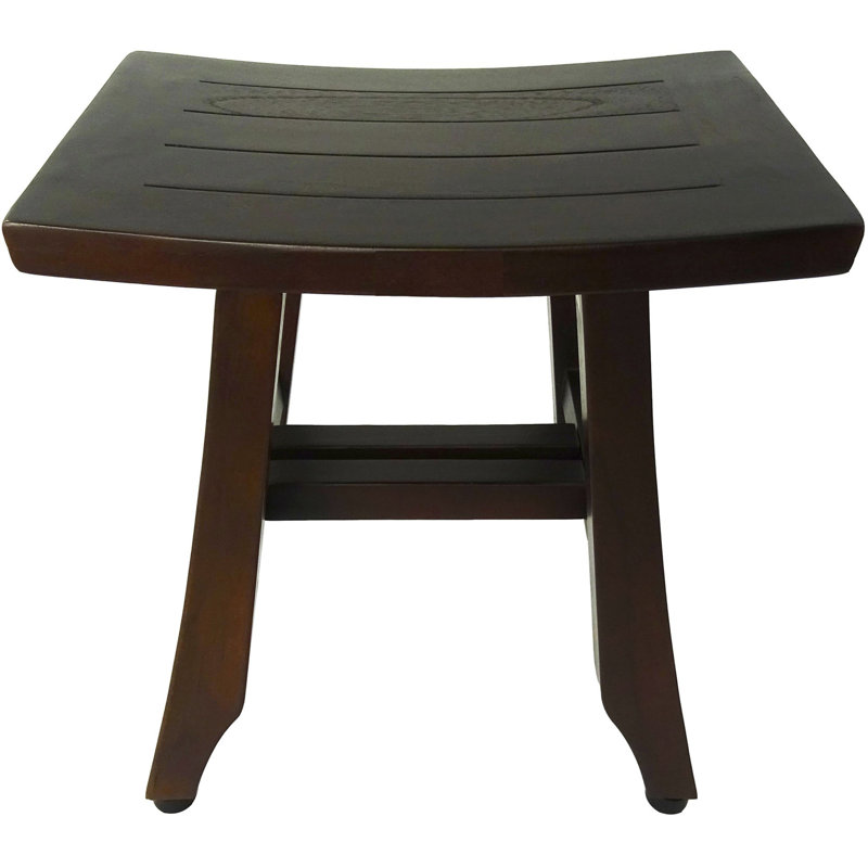Banc de douche ou banc d'extérieur en teck curviligne Ripley, H 15 po x l 14 po x P 10 po, Brun
