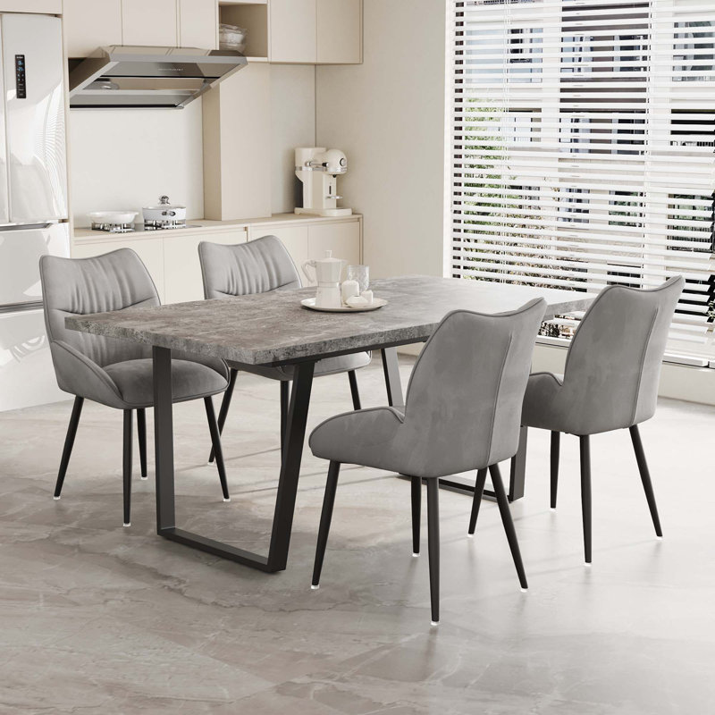 62.9-Inch Rectangular Mdf Dining Table And Chair 4-Piece Set, Stylish Dining Table,Kitchen Dining Table, Sturdy and Durable