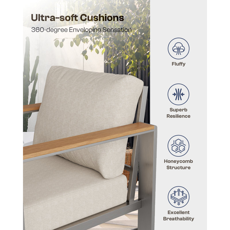 7-Person Aluminum Outdoor Conversation Set with Olefin Cushions and Coffee Table