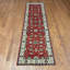 Tapis de couloir rouge / ivoire en laine noué à la main de conception unique 2 pi 9 po x 10 pi Jevon