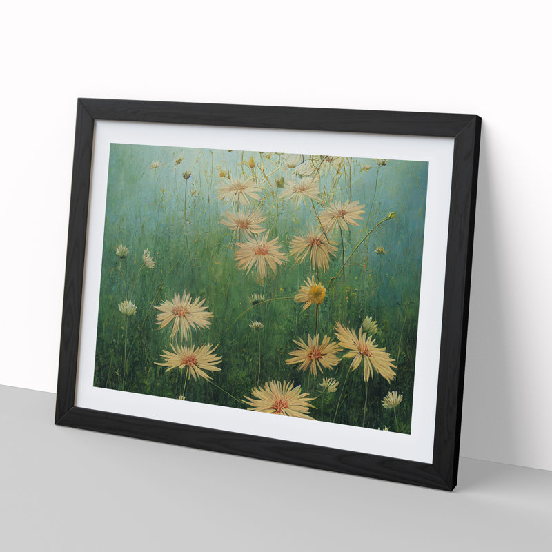 Handsome Wildflowers Floral - Single Picture Frame Print, Black Framed, 46cm H x 64cm W x 2cm D