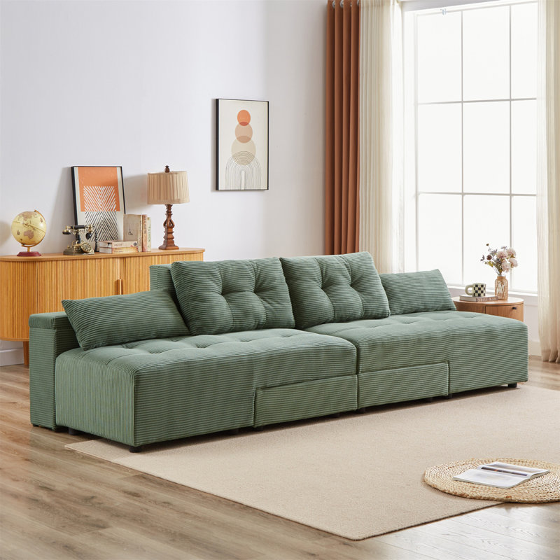 Lazos 76'' Corduroy Sofa, Army Green Corduroy