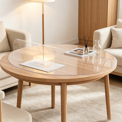 Protège-table rond transparent, anti-rayures, en PVC alimentaire, pour salle à manger, commode ou bureau, nappe imperméable et lavable