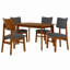 Ensemble de table de salle à manger Farmhouse pour 4 personnes, table de cuisine en bois et 4 chaises rembourrées avec structure en bois d'hévéa robuste, siège rembourré, dossier incurvé, ensemble de coin-repas peu encombrant pour la salle à manger