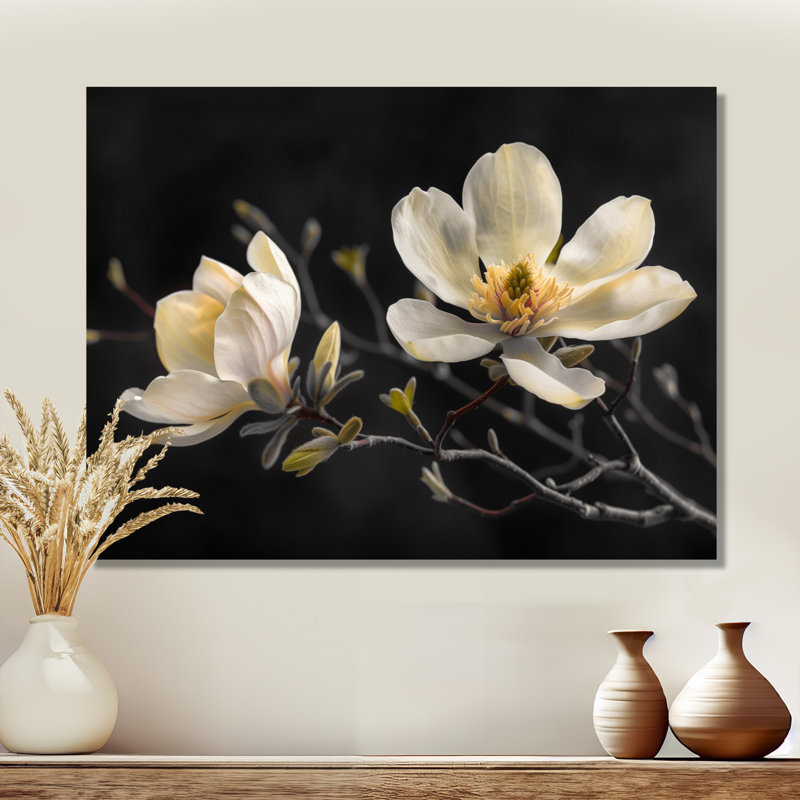 Décoration murale Rodriguez - Magnolias, H 12 po x l 20 po, Toile tendue