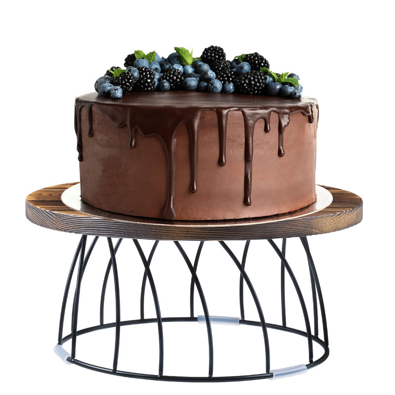 Présentoir à gâteaux rond en bois massif