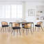 Chaises de salle à manger rembourrées en tissu de polyuréthane 19,3 po H avec dossier canne et structure en métal noir-364064136-344166916