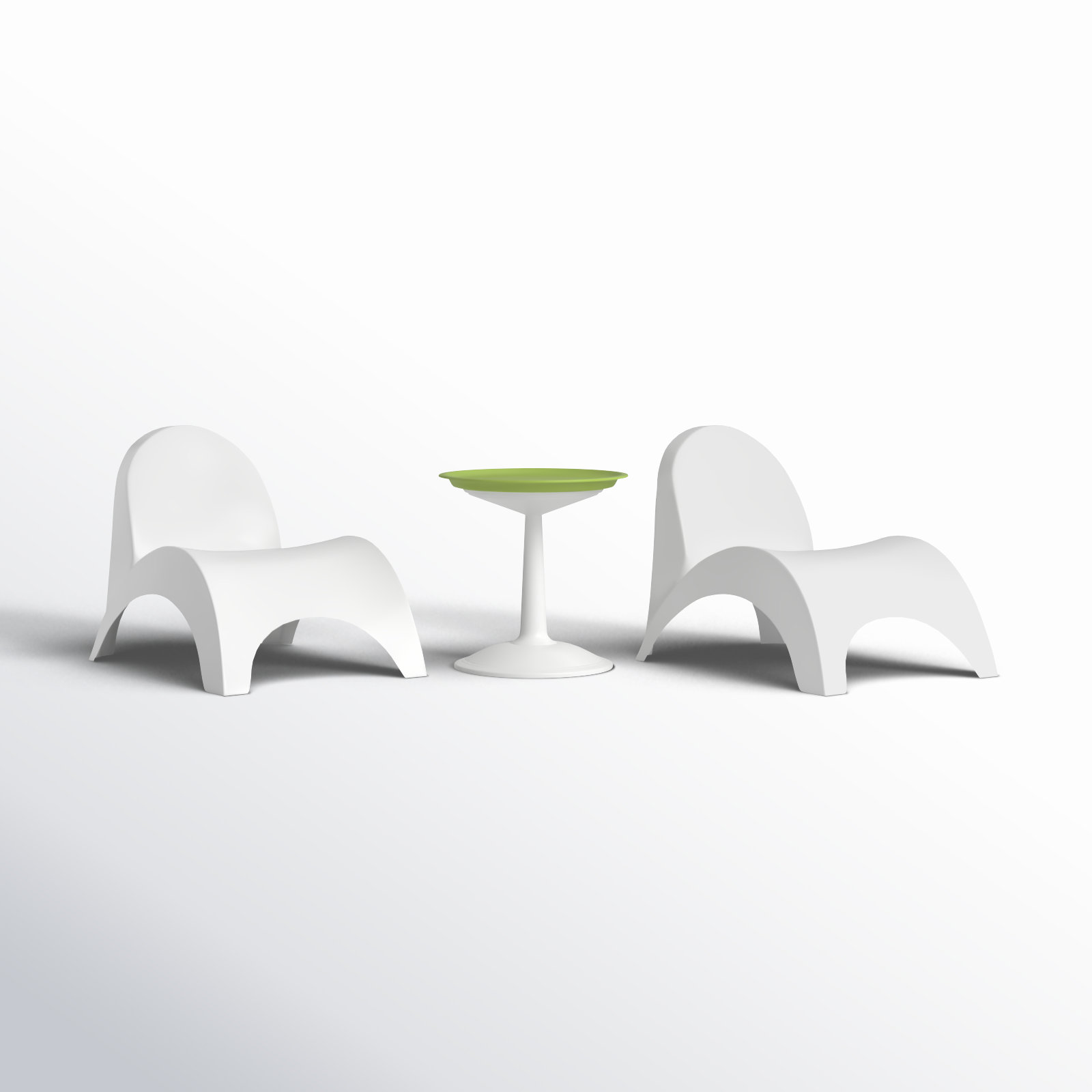 Ameswood Plastic Chaise Lounge Set with Table, White/Green