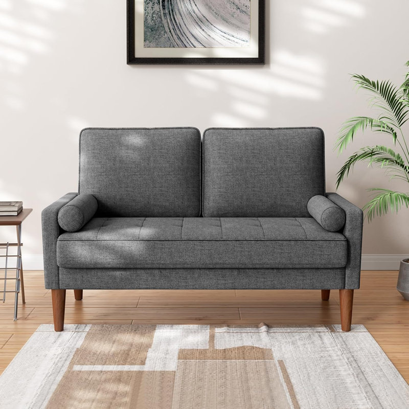Loveseat Sofa,48" Small Sofa Couch Mid Century Modern Couch for Small Spaces,Bedroom and Living Room, Dark Gray