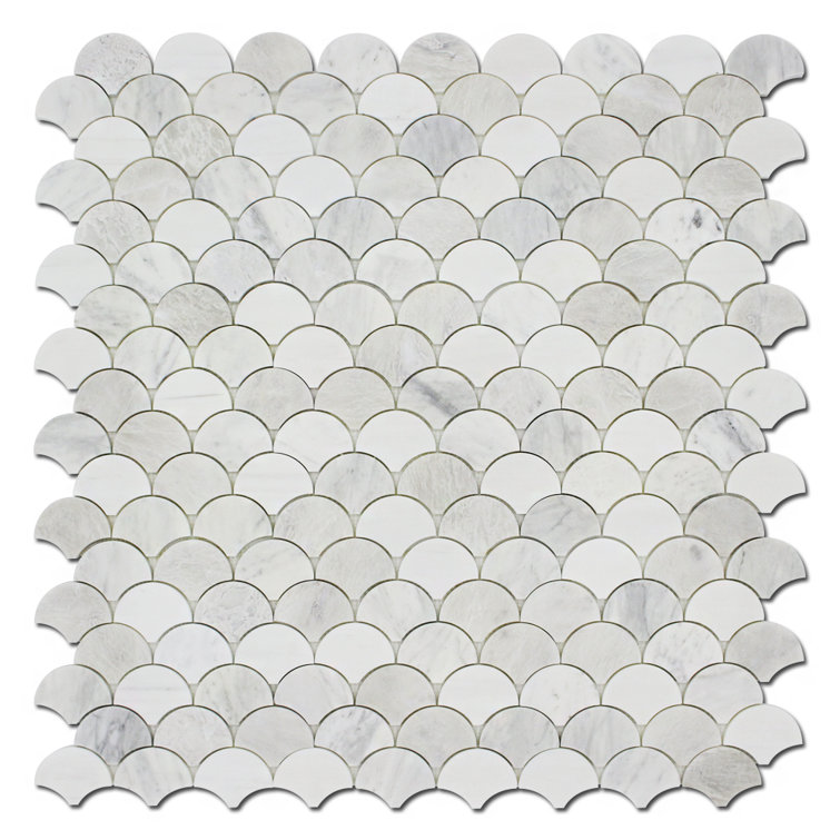 Fish Scale 12" x 12" Marble Mosaic Tile
