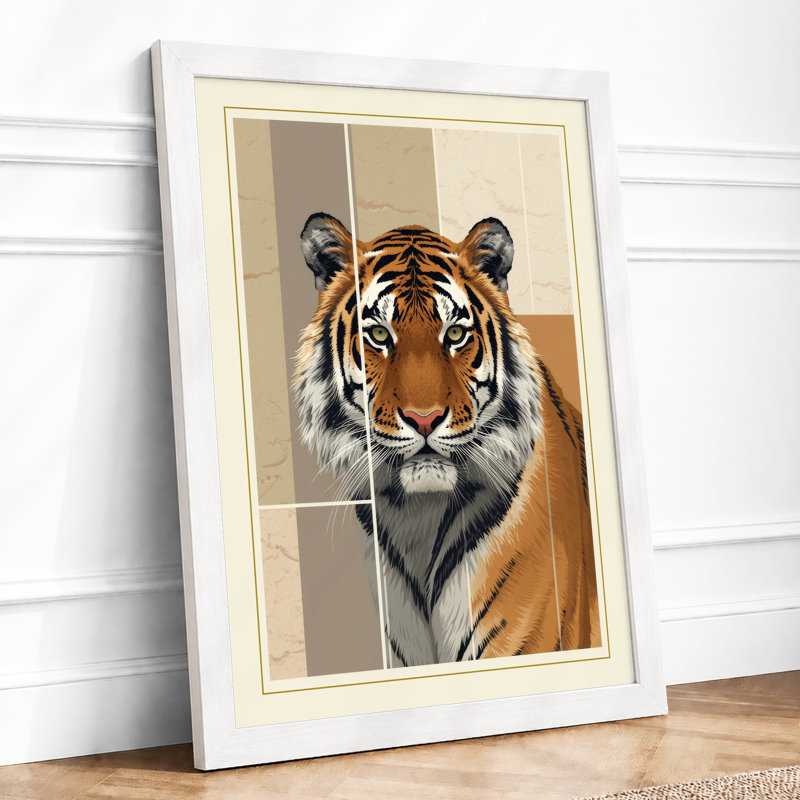 Tiger Composed Minimalist - Print, A1 - 84.1 x 59.4 cm, White