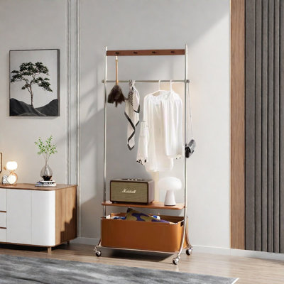 Stainless Steel Coat Rack with Swivel Wheels