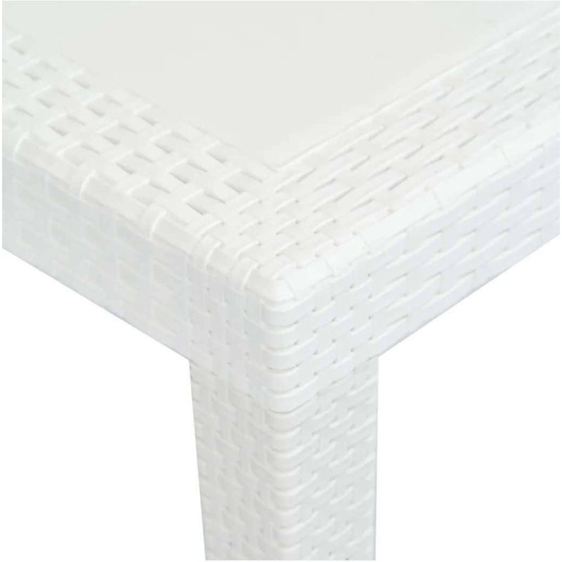 Outdoor Table Roma, Rectangular Extendable Dining Table, Rattan Effect Garden Table, 150X90H72 Cm, White