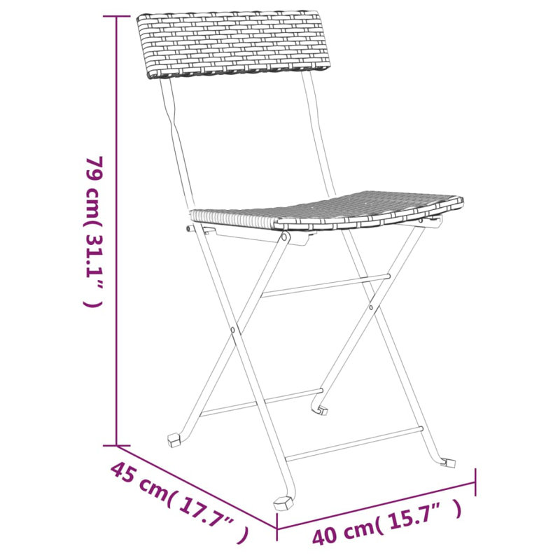 Kisho Side Chair Folding Chair Set, Brown