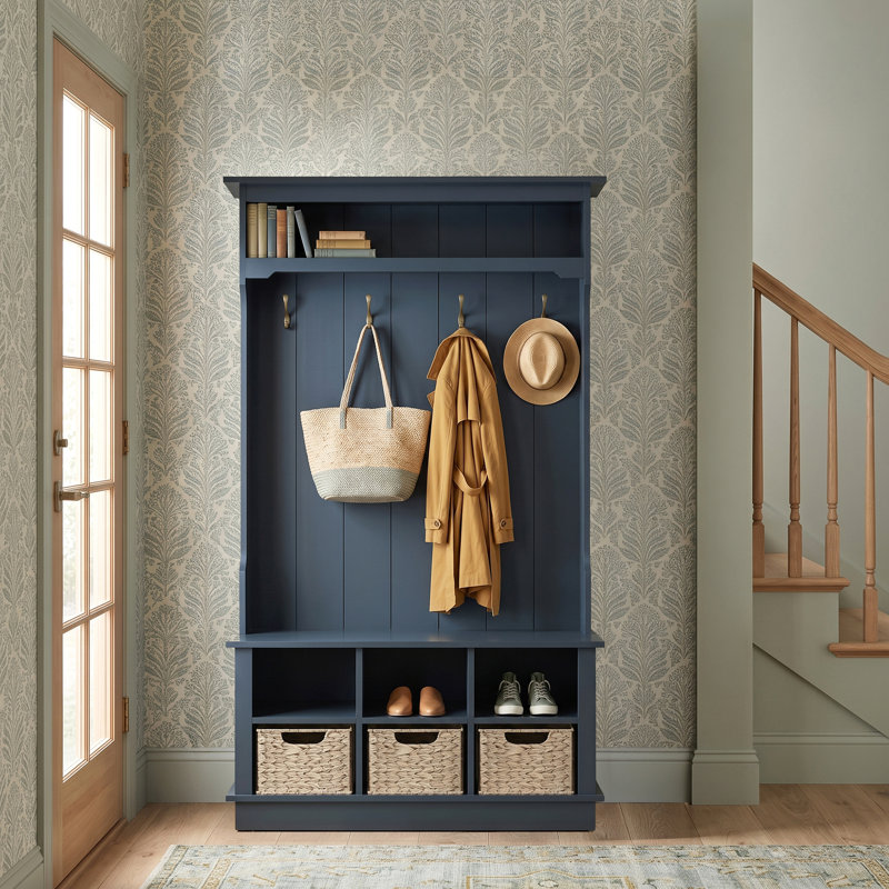 Bridget Hall Tree with Open Storage, Fontana Blue