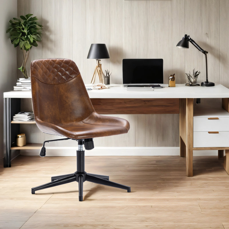 Mariello Adjustable Height Faux Leather Swivel Conference Chair
, Caramel, Black